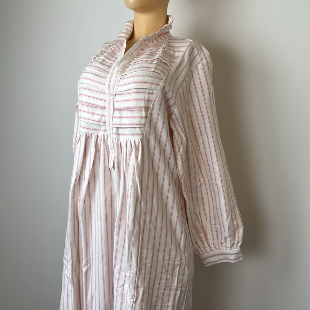 Garnet Hill cotton White and Pink Striped nightgown Sz xs - Picture 6 of 12